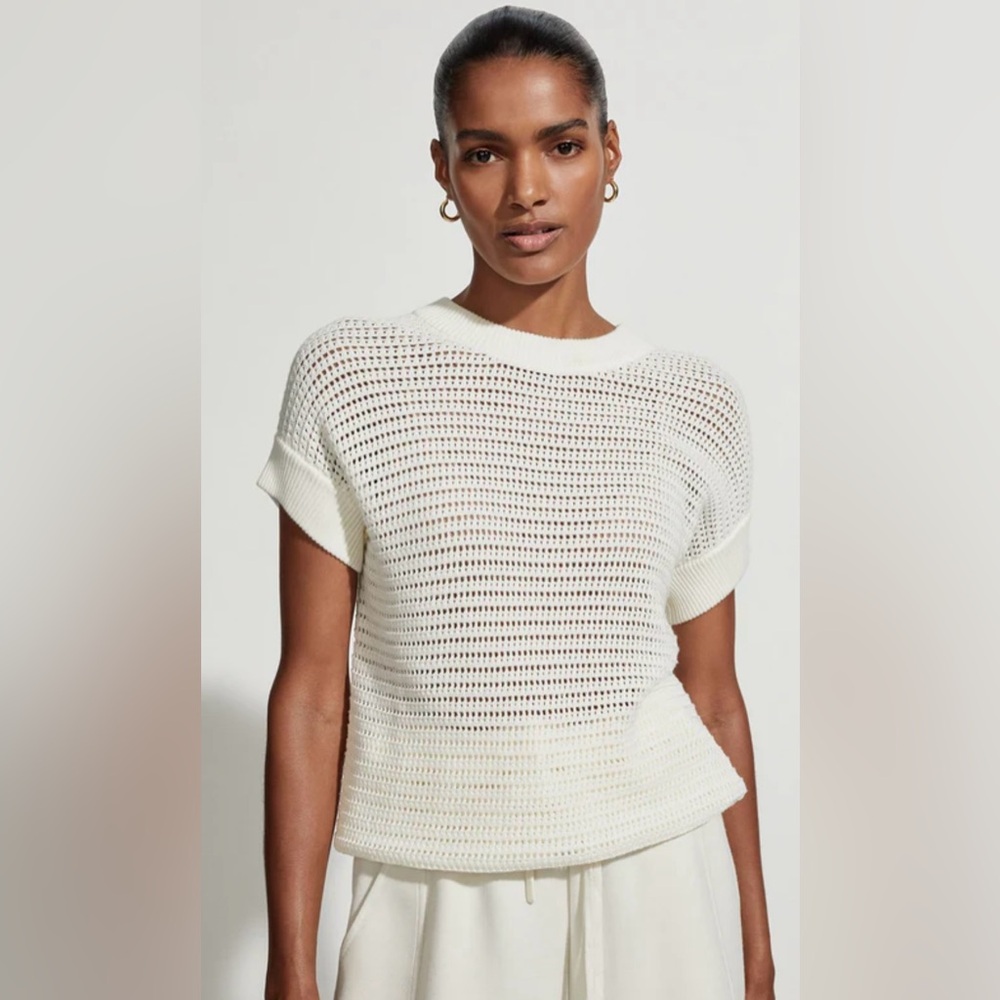 Varley Ivory Knit Crew Neck Sweater